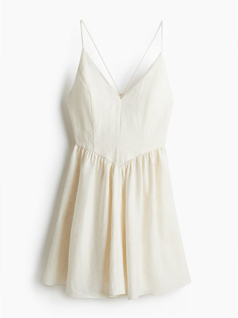 H&M Cream V-Neck Spaghetti Strap Mini Dress